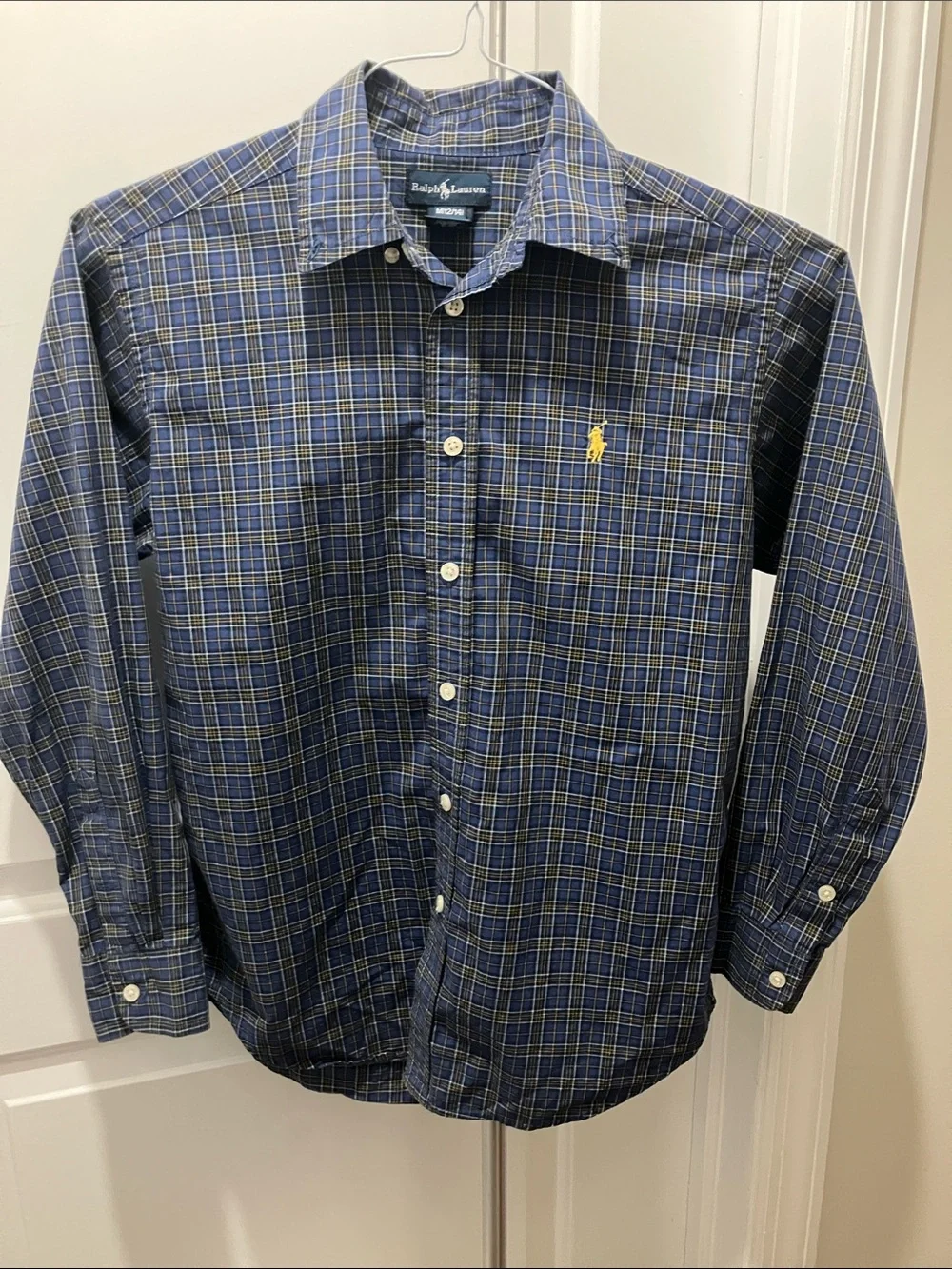 Ralph Lauren Navy and Yellow Plaid Button-Down Shirt